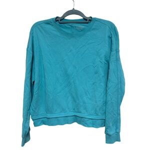 Athleta Teal Crew Neck Long Sleeve Relaxed Fit Sweatshirt Small Lounge Gym